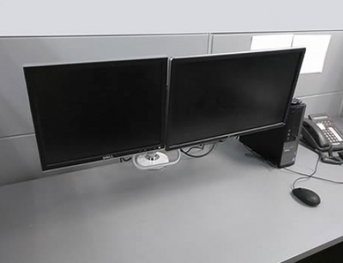 Dual Monitor Arm Install For Cubicle Desk Area_After